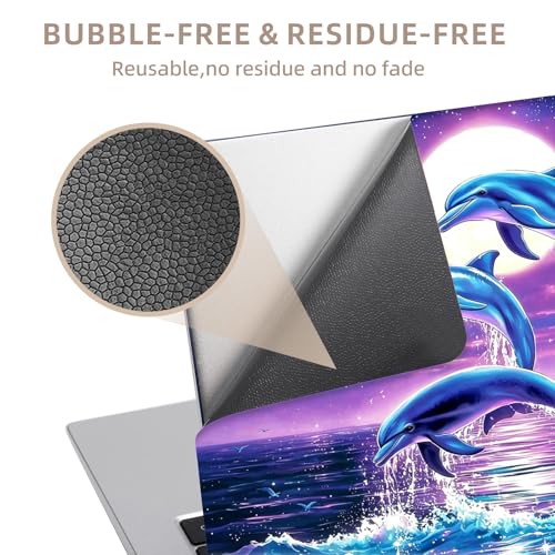 Universal Laptop Skin Sticker for 12/13/14/15.6 Inch Laptops, Reusable Vinyl Laptop Decal Cover, Waterproof Scratch Resistant Notebook Skin with 2 Wrist Pads,Cute Blue Dolphin - color: Cute Blue Dolphin