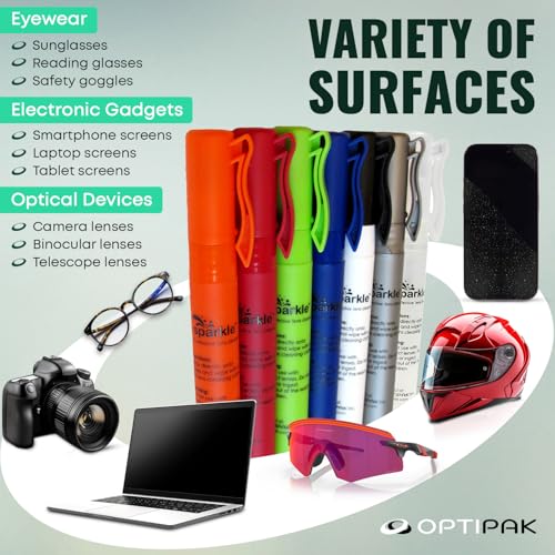Sparkle Anti-Reflective Safe Pen Lens Cleaner Spray kit - (3) 0.3oz Glasses Cleaner Pen Spray & (2) Microfiber Cloth for Eyeglasses, Sunglasses, Lenses, Screens and Camera Cleaning Kit (5 Piece Set)