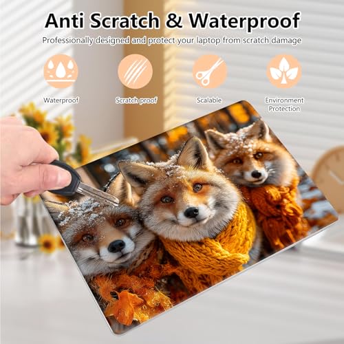 Laptop Skin Sticker Decal 15.6 Inch,12 13 13.3 14 15 15.6 in Laptop Netbook Skins for Notebook,Art Decal Removable Waterproof Scratch Resistant,Universal Vinyl Cover,Cute Fox Winter - color: Cute Fox Winter