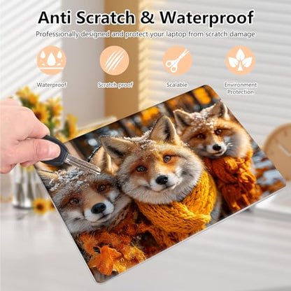 Laptop Skin Sticker Decal 15.6 Inch,12 13 13.3 14 15 15.6 in Laptop Netbook Skins for Notebook,Art Decal Removable Waterproof Scratch Resistant,Universal Vinyl Cover,Cute Fox Winter - color: Cute Fox Winter