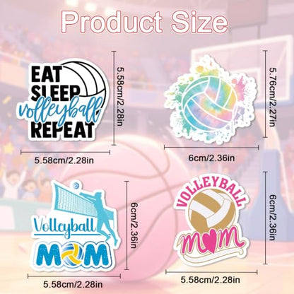 Pink Volleyball Stickers for Women - 100 Pcs Cute Volleyball Vinyl Sticker Decals, Sports Decals for Laptop Water Bottle Phone Case Notebook Skateboard Helmet Luggage Gift - style: Volleyball