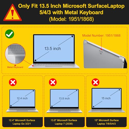 Case for Surface Laptop 5/4/3 13.5", Blue Polka Dots | Hard Shell Case with Keyboard Cover & Screen Protector. Fits Surface Laptop 5/4/3 13.5" Metal Palm Rest Models 1951/1868. - color: Blue Polka Dots