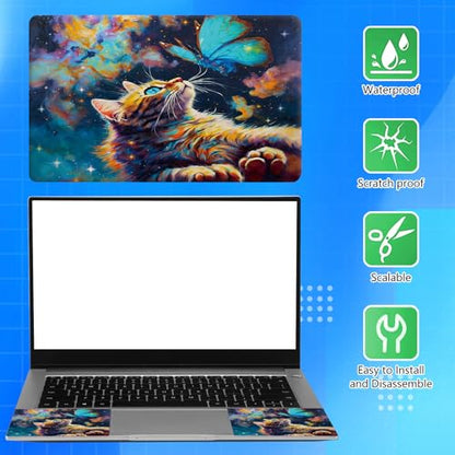 Universal Laptop Skin Sticker Decal for 11.6”12" 13" 13.3" 14" 15" 15.4" 15.6" Reusable Waterproof Scratch-Scratch Resistant Protective Vinyl Laptop Notebook Skin Stickers - Galaxy Cat and Butterfly - color: Galaxy Cat and Butterfly