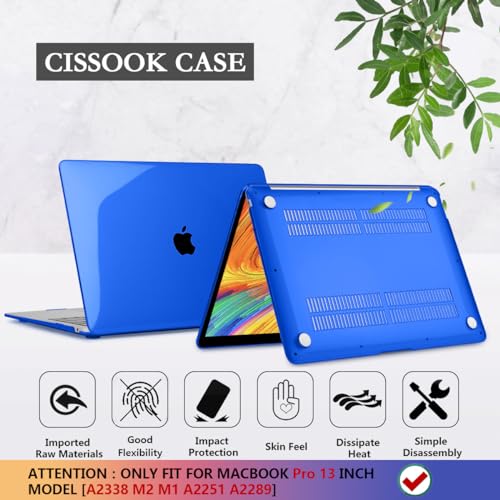 CISSOOK Case for MacBook Pro 13 Inch 2025-2020 Release A2338 A2251 A2289 | 4in1 Set Hard Shell Case with Keyboard Cover for MacBook Pro 13" M1 M2 -Blue - color: Blue