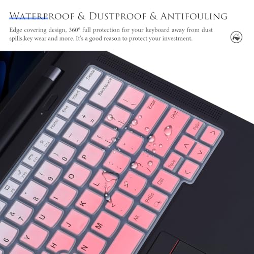 Keyboard Cover for 2024 2023 14" Lenovo Thinkpad x1 Carbon Gen 11 / Gen 10, Lenovo ThinkPad E14 Gen 6 / Gen 5, Lenovo ThinkPad T14 T14s L14 P14s Gen 4 / Gen 3 Keyboard Skin Protector-Gradual Pink - color: Gradual Pink