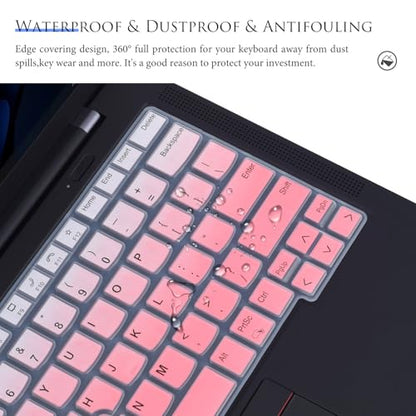 Keyboard Cover for 2024 2023 14" Lenovo Thinkpad x1 Carbon Gen 11 / Gen 10, Lenovo ThinkPad E14 Gen 6 / Gen 5, Lenovo ThinkPad T14 T14s L14 P14s Gen 4 / Gen 3 Keyboard Skin Protector-Gradual Pink - color: Gradual Pink
