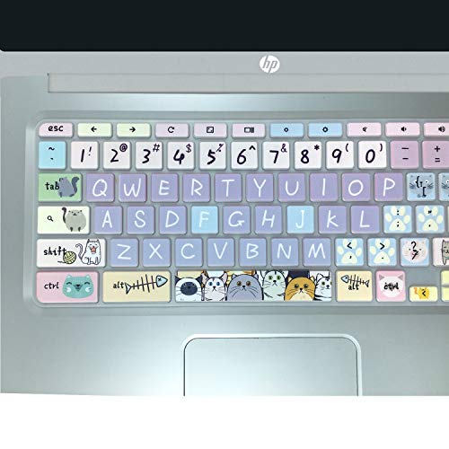 Keyboard Cover Skin for HP Chromebook 11 x360 11.6,G2/G3/G4/G5/G6 EE/G7 EE 11.6, 14-ca 14-ak14-X Series/HP Chromebook 14 G2 G3 G4 Keyboard Protector,Cute Cat - color: Cute Cat