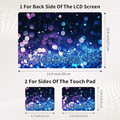 15.6 Inch Laptop Skin Sticker, Reusable Vinyl Cover Protector with 2 Wrist Pad Skins, Removable Waterproof Scratch-Resistant for 12-15.6 Inch Laptop Notebook,Glowing Blue and Purple Glitter - color: Glowing Blue And Purple Glitter