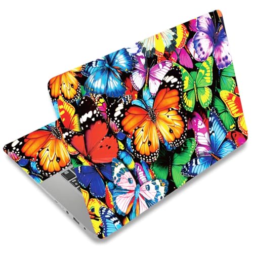 SUPERDANT Butterfly Laptop Skin Sticker Decal Colorful Universal Laptops Notebook Skin Sticker for 12 13 13.3 14 15 15.4 15.6 Inches Vinyl Laptop Cover Stickers Notebook Protector Blue Orange - color: Blue+Orange