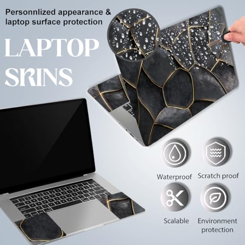 SUPERDANT Laptop Skin Sticker Laptop Decals Personalized Universal Notebook Computer Wrap Vinyl Skin Stickers Cover Art Decal Removable 12-15.6 Inch Waterproof Scratch-Resistant Gifts Black Gold - style: Black and Gold
