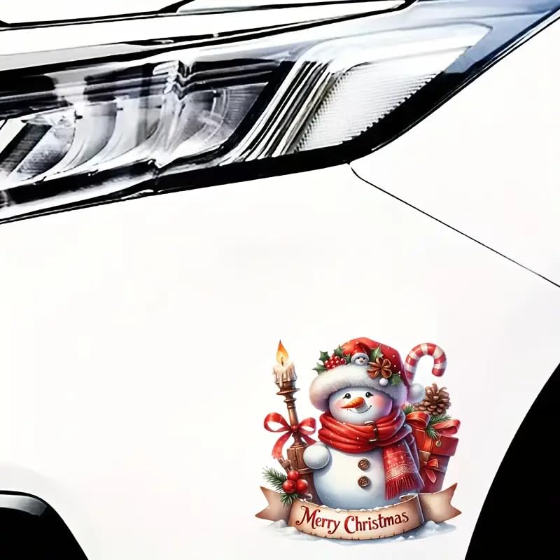 Merry Christmas Snowman Umbrella Hook PVC Vinyl Car Decals Stickers Waterproof Self-Adhesive Decals for Cars, Laptops, Trucks, Motorcycles Wall Window Luggage Scratch Cover Door Decor Sticker