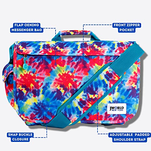 J World New York Thomas Laptop Messenger Bag for Women & Men. Kids Computer Bookbag - color: Tie Dye