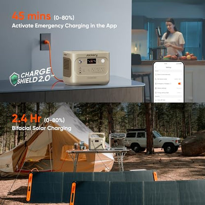 Jackery Solar Generator 1000 v2 with 200W Solar Panel, 1070Wh Portable Power Station, LiFePO4 Battery, 1500W AC Output, 1 Hr Fast Charge, for Camping, Emergency, RV, Off-Grid (Dune White) - style: E1000v2+200W(Dune White)