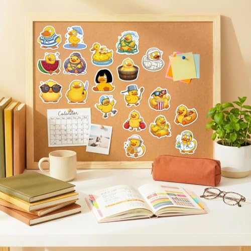 50PCS Cute Duck Stickers Waterproof Vinyl Decals | Funny Cartoon Yellow Duck Aesthetic Designs for Water Bottles, Laptops, Journals, Scrapbooking - style: duck