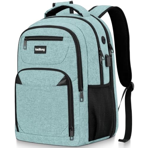 kadilong 17.3 Inch Laptop Backpack for Men Business Work College,School Bookbag for Teens Boys Student,Computer Bag Sturdy Back Pack with USB Charger - color: Green, size: 17,3 inch
