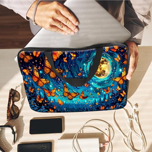 14" 15" Laptop Handle Bag Computer Bag,14.2" 15.4 inch Pouch Holder Notebook Sleeve Cover Compatible for Dell,Lenovo,Toshiba HP, Asus Notebook Messenger Briefcase-A Bunch of Butterflies Moon - color: A Bunch of Butterflies Moon