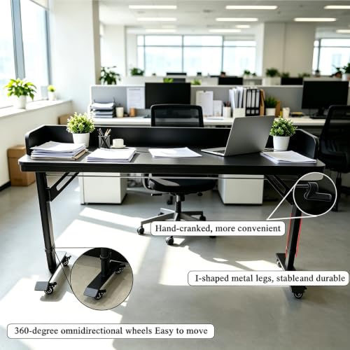 Overbed Table Adjustable Height，Overbed Table with 360° Wheels, Rolling Over The Bed Desk,Over Bed Desk with Wheels Queen, for Bedroom, Living Room, Hospital Use (Black, 70.8in/180cm) - color: Black, size: 70.8in/180cm