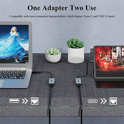 Wavlink USB C to Ethernet Adapter 2.5 Gbps, 2-in-1 USB to 2.5G Ethernet Adapter, USB-C to RJ45 Network Converter (Thunderbolt 4/3 Compatible), Aluminum Case for Windows, Mac OS, iPad OS and More. - color: NWU330GCA