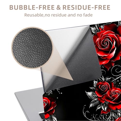 Universal Laptop Skin Sticker for 12/13/14/15.6 Inch Laptops, Reusable Vinyl Laptop Decal Cover, Waterproof Scratch Resistant Notebook Skin with 2 Wrist Pads,Red Roses - color: Red Roses