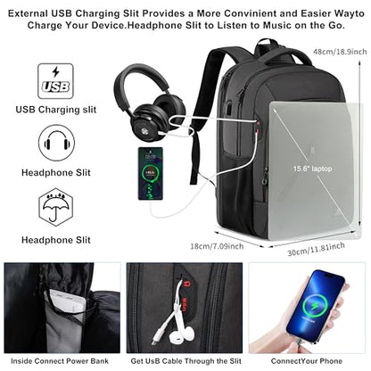 CAFELE Laptop Backpack 17.3 Inch Computer Backpack Daypack Water-Repellent Laptop Bag with USB Charging Port for Business/School/Travel/Women/Men (Grey, 17.3 Inches) - color: Grey
