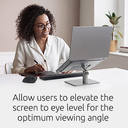 Kensington Universal Laptop Riser – Adjustable Steel & Aluminum Stand, 5.9–7.9” Height, 0–45° Tilt, Supports Laptops up to 16”/17.6 lb, Anti‑Slip Pads, Open Ventilation Design (K50424WW)