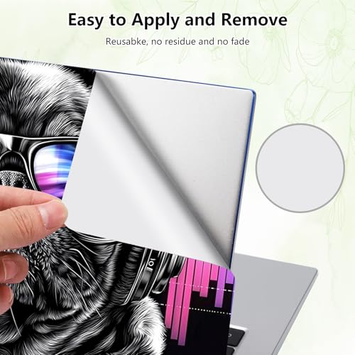 Laptop Skin Sticker Decal, Universal Reusable Vinyl Laptop Cover for 12" 13" 13.3" 14" 15" 15.4" 15.6" Notebook PC, Reusable Waterproof Scratch-Resistant with 2 Wrist Pads,Dog with Headphones - color: Dog with Headphones