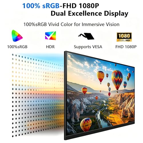 15.6''Portable Touchscreen Monitor 1080P HDR Display, USB-C Vertical Monitor with Stand & Speakers, VESA Compatible External Monitor for Laptop Mac Windows Android (No Touch for iPhone/iPad/Consoles)