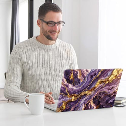 Universal Laptop Skin, DIY Cut-to-Fit Vinyl Cover Compatible with HP, Dell, Lenovo, Mac (13.3" to 15.6"), Anti-Scratch, No Residue & Bubble-Free Protective Decal Sticker, Amethyst Geode Marble - color: Amethyst Geode Marble