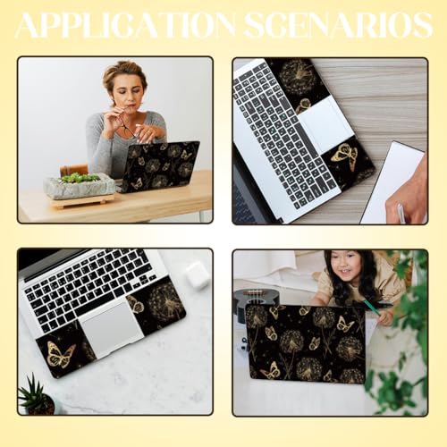 SUPERDANT 3Pcs Golden Butterfly Dandelion Laptop Skin 14.96x10.62in Trimmable Removable PVC Notebook Decal for 12-15.6in Laptop Reusable Protective Cover Colorful - style: Golden Butterfly and Dandelion