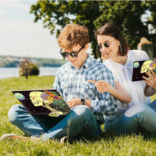 Universal Laptop Skin Sticker with 2 Wrist Pad Skins, Waterproof Scratch Resistant Vinyl Laptop Cover Decal, Cut to Fit for 11–15.6 Inch MacBook HP Dell Lenovo, Skull Flower Moon - color: Skull Flower Moon