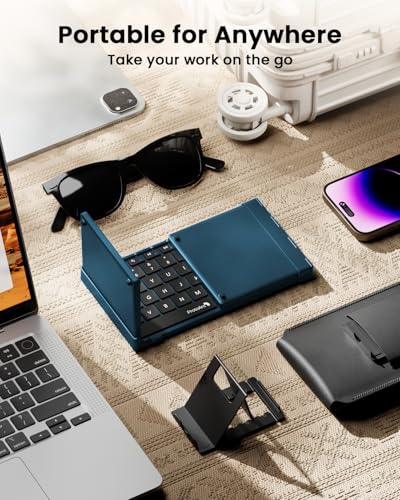 ProtoArc XK01 TP Foldable Keyboard with Touchpad, 0.65 in Keycaps, Blue | Multi-touch Trackpad, 88-key, Full Shortcut Row, 3-device Bluetooth 5.1 Switching, USB-C Charging for Mobile Productivity - color: Blue