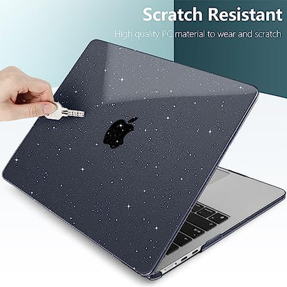 Clear Glitter Case for MacBook Air 15 Inch M5 M4 M3 M2 (2026-2023) A3448 A3241 A3114 A2941, Protective Hard Shell Cover Compatible with Touch ID & Liquid Retina Display - Star Black - color: Star Black
