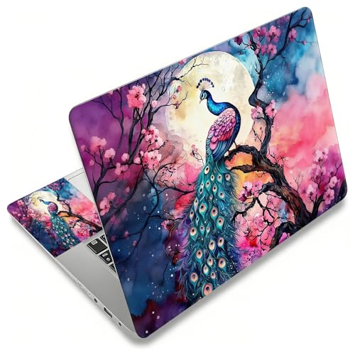 Laptop Skin Sticker Decal, Universal Reusable Vinyl Laptop Cover for 12" 13" 13.3" 14" 15" 15.4" 15.6" Notebook PC, Waterproof Scratch-Resistant with 2 Wrist Pads, Easy to Apply & Remove,Cute Peacock - color: Cute Peacock