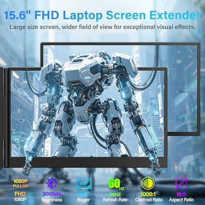 15.6" Laptop Screen Extender New Upgraded Ultra-Thin & Light, Triple Portable Monitor 1080P FHD IPS, USB-C/HDMI Plug & Play for 13-17.3" Laptop, Travel Monitor Extender for Windows/Mac/Chrome - size: Triple 15.6" Screen