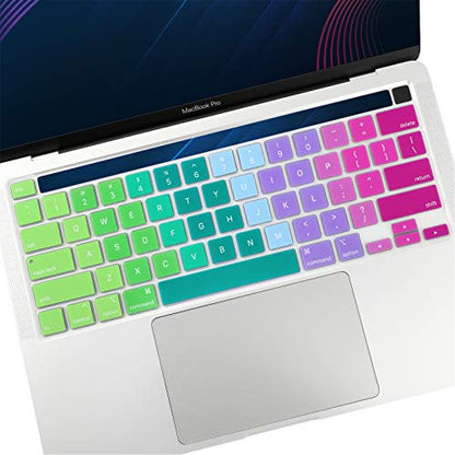 Allinside Soft Silicone Keyboard Cover for MacBook Pro 13 inch (A2338 M1 A2251 A2289, 2020–2023) & MacBook Pro 16 inch (A2141, 2019–2020) with Touch Bar & Touch ID, US Layout, Rainbow - color: 02 Rainbow, size: 2019-2020 Macbook Pro 13/16