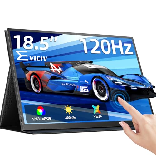 EVICIV 18.5” Portable Monitor Touchscreen, 120Hz 1ms Gaming Monitor | 400Nits, 1080P FHD IPS, 125% sRGB, VESA & Smart Case, USB-C & MINI HDMI, Travel Screen for Laptop, Computer, Game Consoles - size: 18.5 Inch