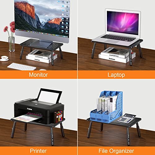 Foldable Monitor Riser Metal Computer Stand for Desk 3 Height Adjustable Laptop Stand with Pen Storage, MST013