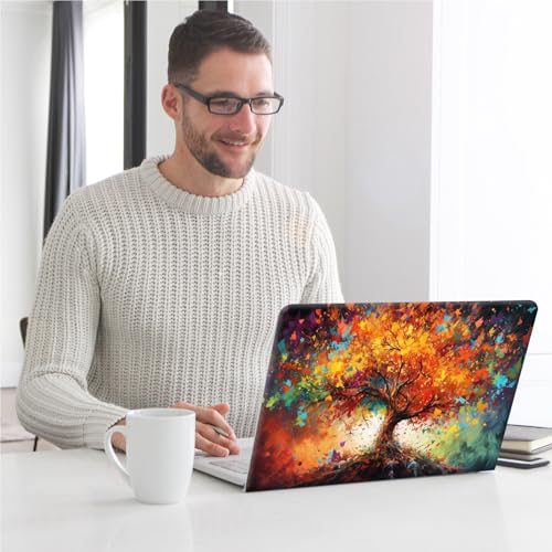 Universal Laptop Skin, DIY Cut-to-Fit Vinyl Cover Compatible with HP, Dell, Lenovo, Mac (13.3" to 15.6"), Anti-Scratch, No Residue & Bubble-Free Protective Decal Sticker, Colorful Autumn Tree - color: Colorful Autumn Tree