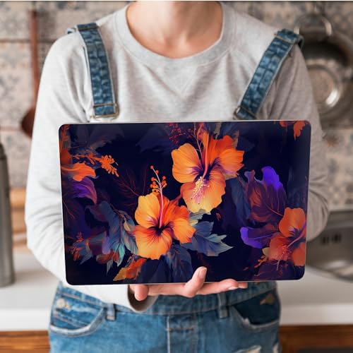 Universal Laptop Skin Sticker with 2 Wrist Pad Skins, Waterproof Scratch Resistant Vinyl Laptop Cover Decal, Cut to Fit for 11–15.6 Inch MacBook HP Dell Lenovo, Hibiscus Flower - color: Hibiscus Flower
