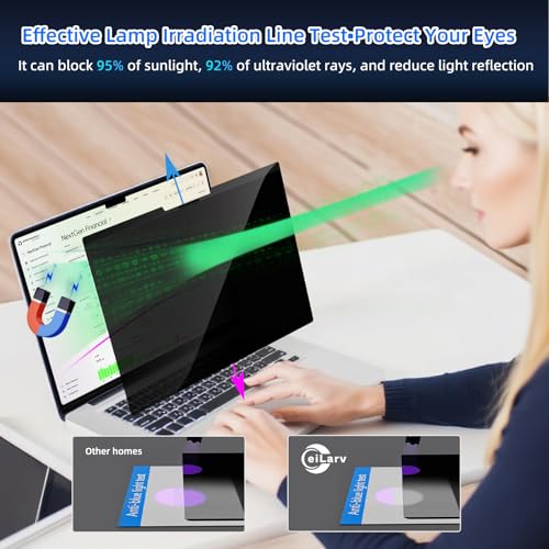 Magnetic Laptop Privacy Screen 14 Inch 16:9 (316mm x 184mm) | Anti-Spy/Glare/Reflective/Blue Light, Scratch Resistant, Smudge Resistant, Removable, Laptop Privacy Screen Protector Film - color: Laptop Screen Privacy 14 Inch 16:9