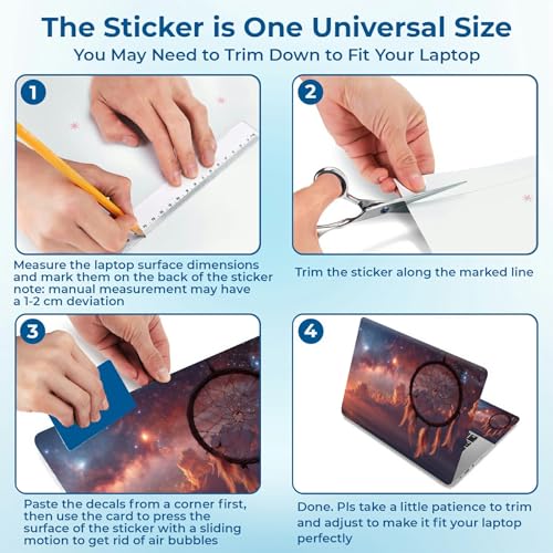 Reusable Universal Laptop Skin Sticker, Cut to Fit for 11.6–15.6 Inch Laptops, Waterproof Protective Film, No-Residue - Dreamcatcher Sunset - color: Dreamcatcher Sunset