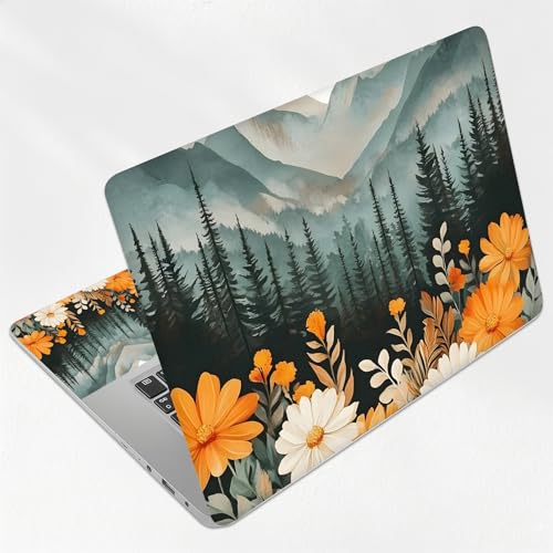 Misty Mountain Pine Forest Universal Laptop Skin Sticker 3PCS, Protective Decal Trim-to-Fit 11.6" 13.3" 14" 15.6" Laptop Vinyl Cover, Removable Anti-Scratch Computer Decal Protector - color: Misty Mountain Pine Forest