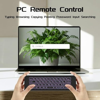 iPazzPort Air Mouse & PC Remote Keyboard: Bluetooth & 2.4G Backlit | Rechargeable • Aluminum Alloy Design • Compatible with Laptop, Android TV Box, HTPC