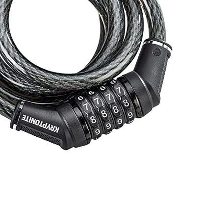 Kryptonite Resettable Combination Bike Lock Cable, 6ft. x 12mm Braided Steel Cable Anti-Theft Security Bicycle Lock with Keys for Outdoor Equipment, Bicycles, Scooters, Fence, Gate
