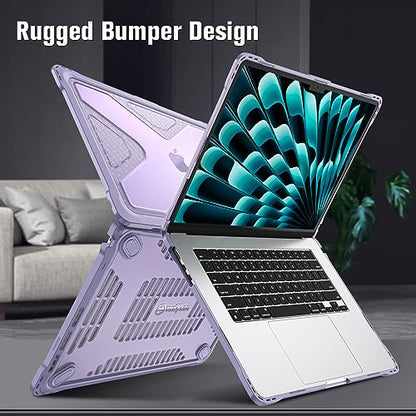 Fintie Rugged Case for MacBook Air 15 Inch, Lilac | A3448 A3241 A3114 A2941, 2023 2024 2025 2026, M2 M3 M4 M5, TPU Bumper, Heavy Duty Hard Shell Cover - color: Lilac