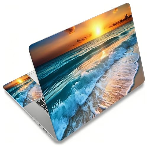 Laptop Skin Sticker Decal, Universal Reusable Vinyl Laptop Cover for 12" 13" 13.3" 14" 15" 15.4" 15.6" Notebook PC, Reusable Waterproof Scratch-Resistant with 2 Wrist Pads,Art Sandbeach Beach - color: Art Sandbeach Beach