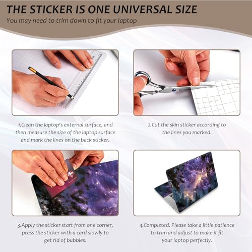 Laptop Skin 12.1-15.6 inch Removable Universal Reusable Laptop Sticker Decal,Waterproof No Residue Vinyl Cover,Scratch-Resistant Cuttable Full Wrap Sticker for Notebook, Purple Starry Nebula Forest - color: Purple Starry Nebula Forest