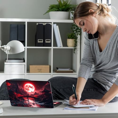 Laptop Skin Sticker Decal 12" 13" 13.3" 14" 15" 15.6",Waterproof Scratch Resistant Vinyl,Reusable Easy to Apply,for MacBook HP Dell Notebooks Netbooks Laptop,2 Wrist Pads,Blood Moon Secrets - color: Blood Moon Secrets