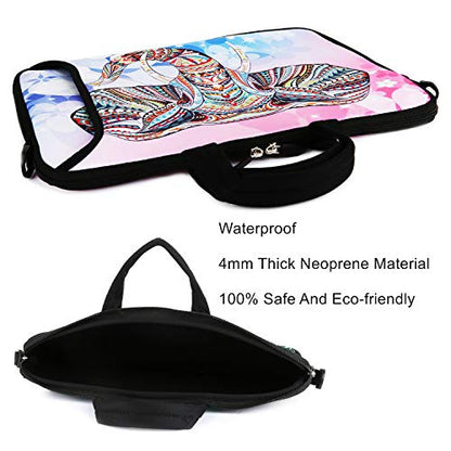 Violet Mist 14 Inch Laptop Shoulder Bag Carrying Case Laptop Sleeve 15 15.4 15.6 Inch Computer Messenger Bag Neoprene Zipper Waterproof Protective Tablet Handbag Handle Strap, Boho Elephant - color: Pink Elephant, size: For 14"15"-15.6"