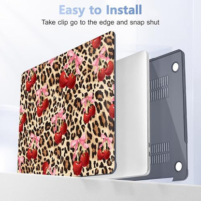 May Chen Case for MacBook Pro 13 inch M2 2023,2022,2021,2020 A2338 M1 A2251 A2289, Plastic Hard Shell Case for MacBook Pro 13" with Touch Bar Fits Touch ID, Cherry & Cheetah - color: Cherry and cheetah